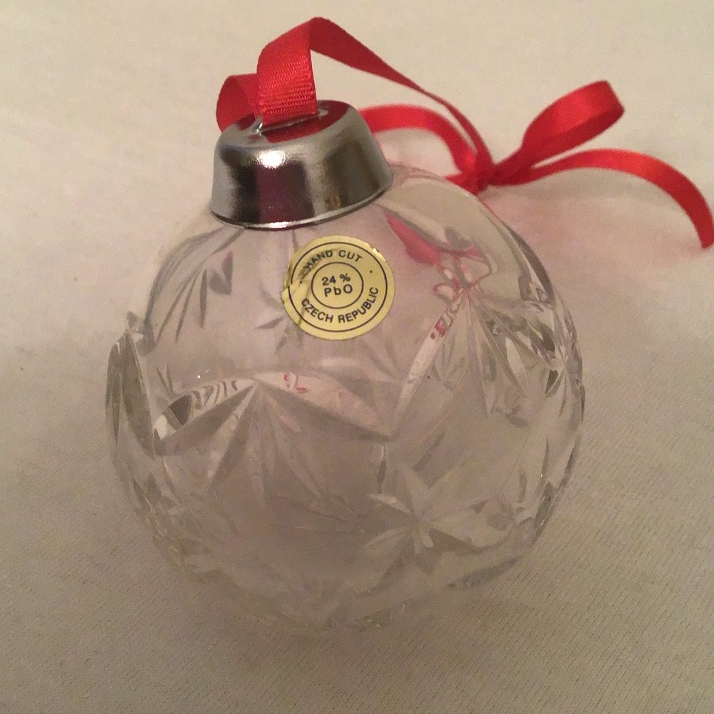 Vintage Hand Cut Crystal Christmas Ornament Czech Republic 24% PbO w/Box